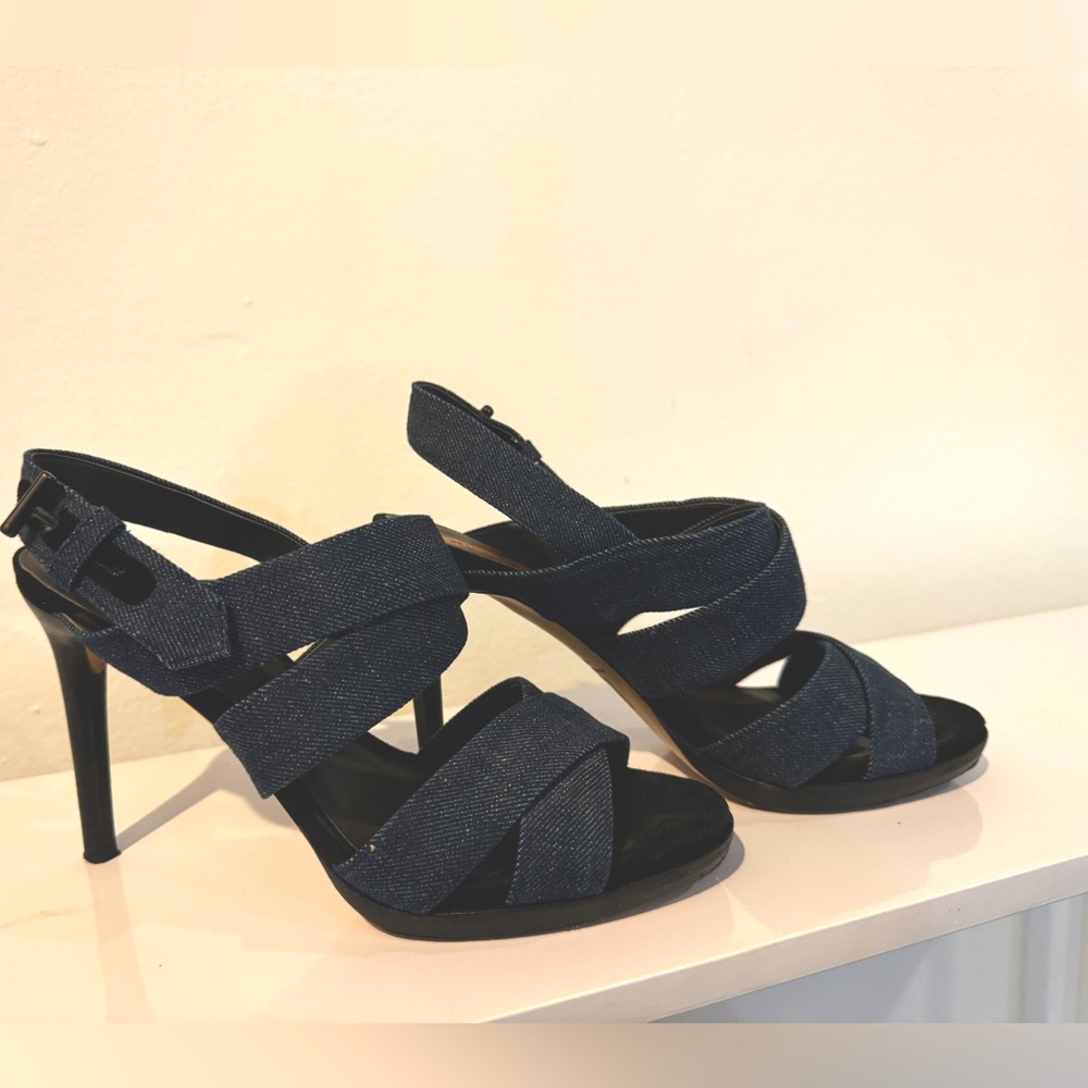 Reed Krakoff Denim and Leather Boxer Heels